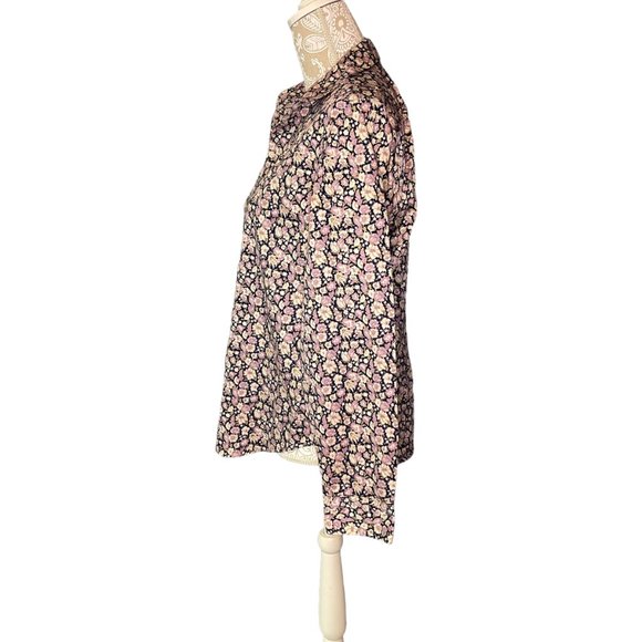 Chaps no iron purple floral long sleeve button down women’s shirt size large. - Picture 2 of 10